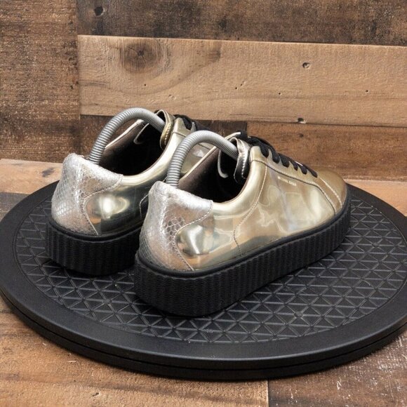 MICHAEL KORS TREVOR LACE UP WOMENS CASUAL SHOES GOLD PATENT LEATHER SIZE 8M - Picture 8 of 9